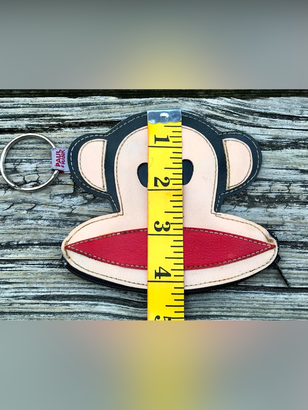 Vintage PAUL FRANK Julius Money Head Shape Zipper Mouth Coin Purse Keychain Rare - Picture 6 of 6